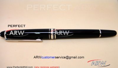 Perfect Replica Montblanc Meisterstuck Stainless Steel Clip Black Cap Black Rollerball Pen